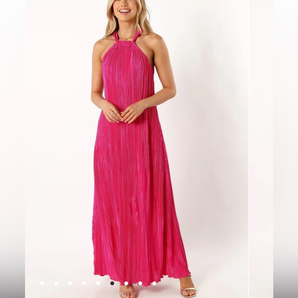 Pedal plus pup size, large, hot, pink crêpe, maxi dress - Picture 1 of 14